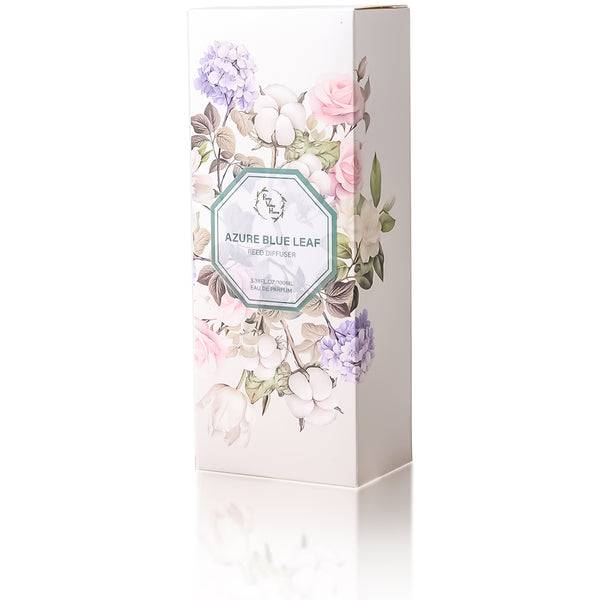 Botanical Flower Reed Diffuser with Wooden Top - Azure Blue Leaf