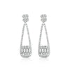 Sterling Silver Teardrop Earrings With Rectangle Baguettes - Long