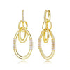 Gold Plated Linky Oval and CZ Dangle Earring