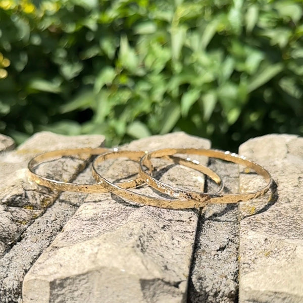 Gold Filled Syrian Style Hammered Bangle - Teen / Adult