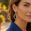 Gold Plated Linky Oval and CZ Dangle Earring