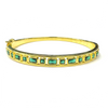 Gold Plated Alternating Square & Rectangle Stone Bangle Bracelet