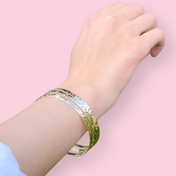 Gold Filled Syrian Style Hammered Bangle - Teen / Adult