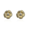 Brushed Gold Plated Flower Earrings with CZ Detail