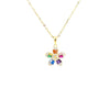 5 Petal Flower Necklace With Multicolored CZ Stones Itsallagift