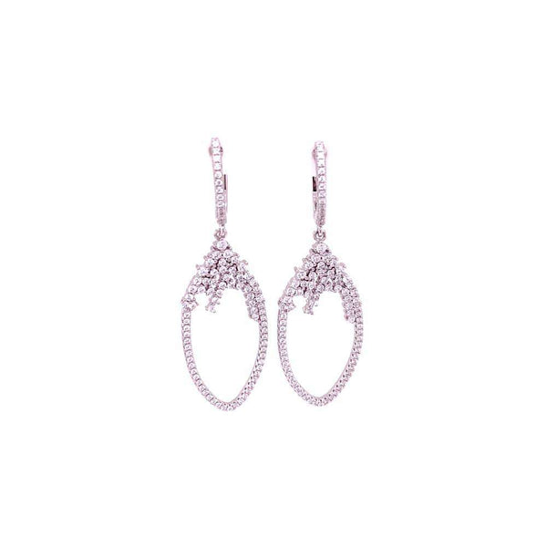 Hanging Teardrop Styled Earrings With CZ Stones Silver Itsallagift