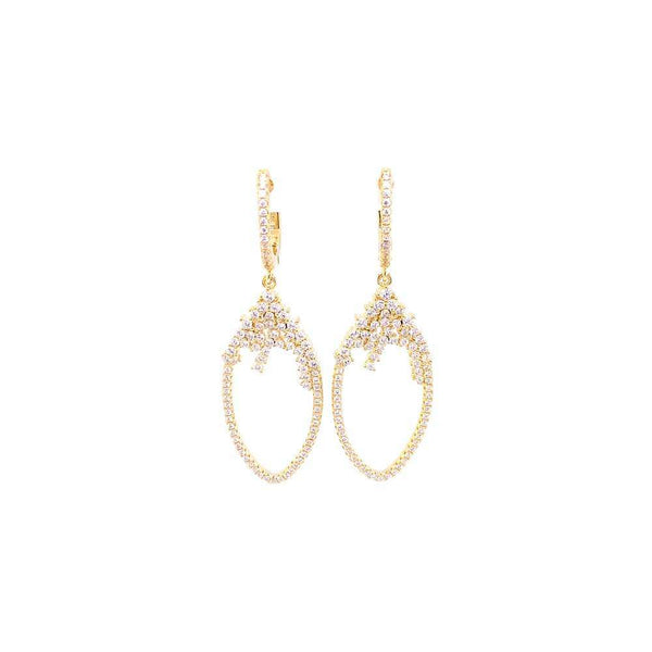 Hanging Teardrop Styled Earrings With CZ Stones Gold Itsallagift