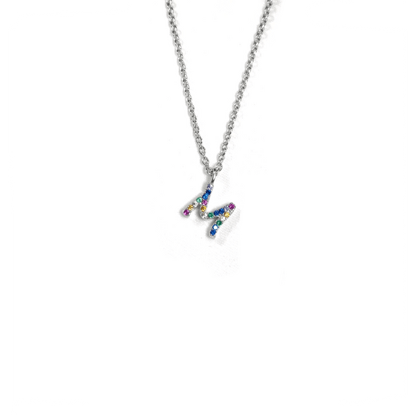 Rainbow CZ Initial Letter Necklace Itsallagift