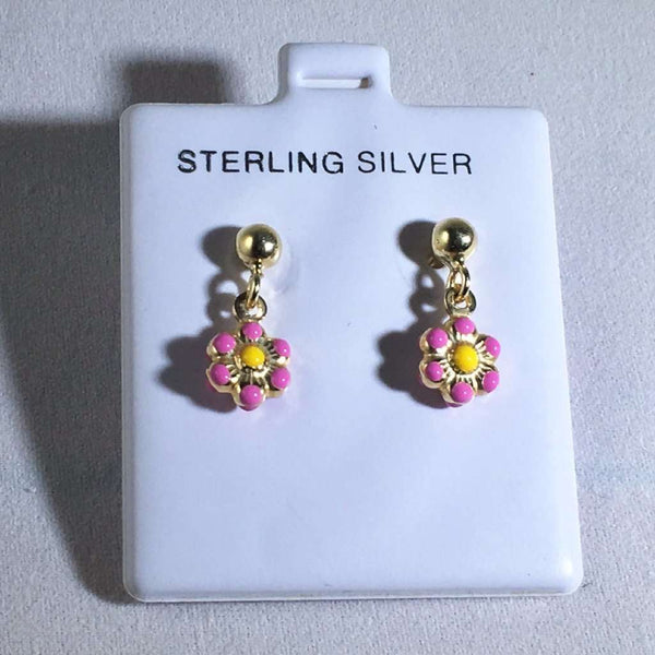 Kids Enamel Flower Earrings Light Pink Itsallagift