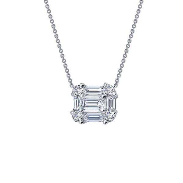 LAFONN 1.15ct TW Baguette Halo Necklace Itsallagift
