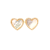 Mother Of Pearl Gold Heart Earrings With CZ Stone Border Itsallagift