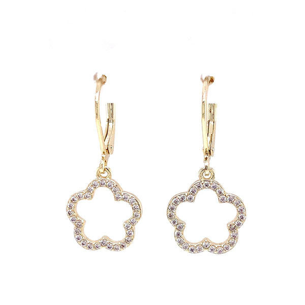 Open Flower CZ Hanging Earrings Itsallagift