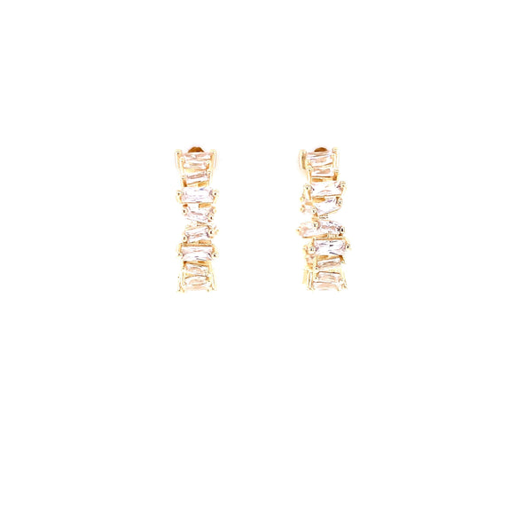 Small Hoop Earrings With Baguette Design Itsallagift