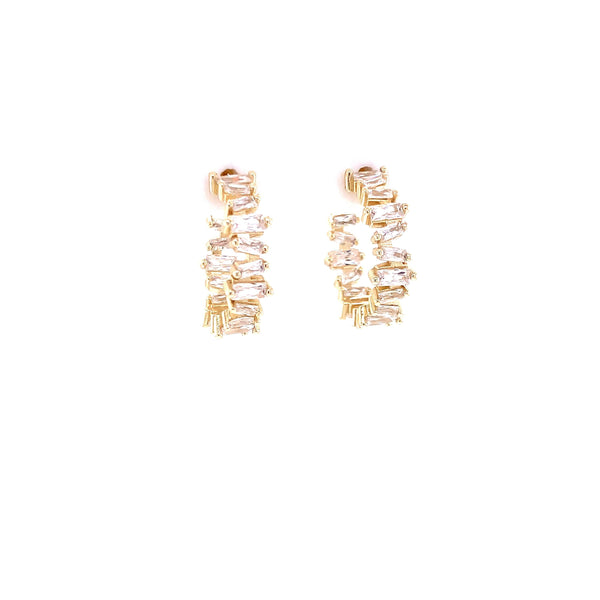 Small Hoop Earrings With Baguette Design Itsallagift