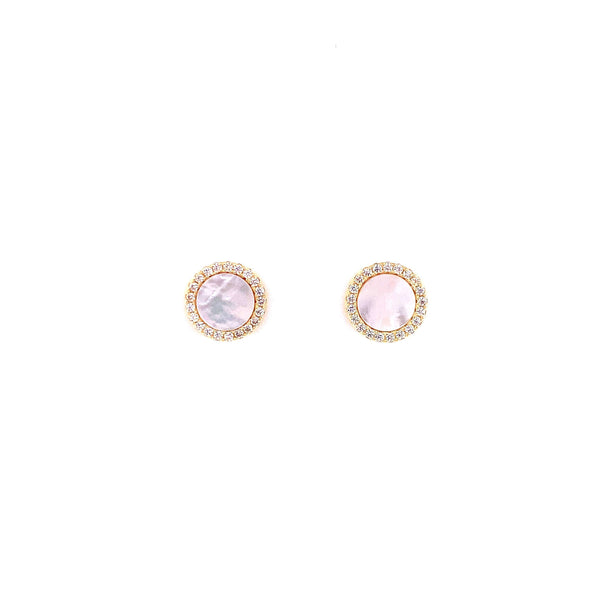 Small Mother of Pearl with CZ Border Gold Itsallagift