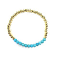 Gold Filled Stretch Ball Bracelet With Turquoise Row