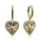 Gold Plated CZ Huggie Earrings with Diamond Cut Heart with Halo