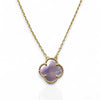 Gold Plated Pink Mother of Pearl Clover Necklace