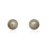 14k Gold Pearl Stud Earring With Double CZ Pave Halo