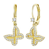 Gold Plated Lever BackEarring with Hanging CZ Butterfly