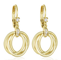 Gold Plated Lever Back Earrings with Hanging Circles