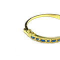 Gold Plated Alternating Square & Rectangle Stone Bangle Bracelet