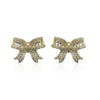 Gold Plated Baguette Bow With Ribbon Earrings