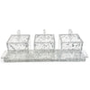 Lucite 3 Sectional Jars With Tray - Silver Flakes