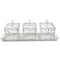 Lucite 3 Sectional Jars With Tray - Silver Flakes