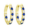 Gold Plated Oval Hoops with Alternating CZ and Sapphire