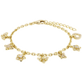 Gold Plated Paper Clip Bracelet with Hanging CZ Charms