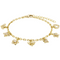 Gold Plated Paper Clip Bracelet with Hanging CZ Charms