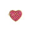 Adjustable Heart Ring with Ruby Stones