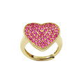 Adjustable Heart Ring with Ruby Stones