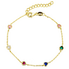 Gold Plated Bracelet with Multicolor Heart CZs