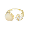 Gold Plated Open Ring with Mother of Pearl and CZs