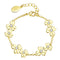 Gold Plated Double Flower Bracelet with Center CZ Stone