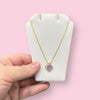 Gold Plated Pink Mother of Pearl Clover Necklace