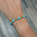 Gold Filled Ball Stretch Bracelet With Large Alternating Turquoise Balls