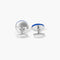 Tateossian Blue Rhodium Silver Signature Round Cufflinks