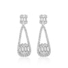 Sterling Silver Teardrop Earrings With Rectangle Baguettes - Small