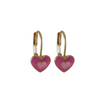 Gold Plated Enamel Hot Pink Heart Lever Back Earrings