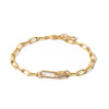 Gold Plated Paper Clip Link Bracelet with 2 CZ Links