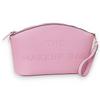 Bright Pink Faux Leather Makeup Bag with "The Makeup Bag" Embossment