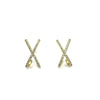 Gold Plated X Style Earrings With Pave CZ Stones
