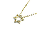 Gold Plated Jewish Star Necklace with Paper Clip Chain and Baguette CZs