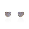 Gold Plated Heart Earring with Half Mother of Pearl & Half Pave CZ Stones