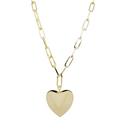 Gold Plated Paper Clip Necklace with Heart Pendant