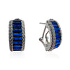 Large Huggie Earrings With Wide Colored Baguette Stones & CZ Border - Multiple Colors Available