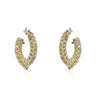 Gold Plated Emma Pointed Oval Statement Earrings With Hand Set High Quality Scattered CZ Stones Design